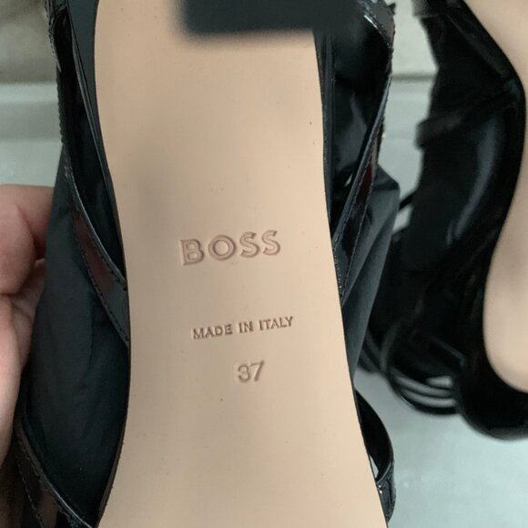 Hugo Boss Patent Leather High-heeled sandals 7 black NIB - Picture 14 of 15